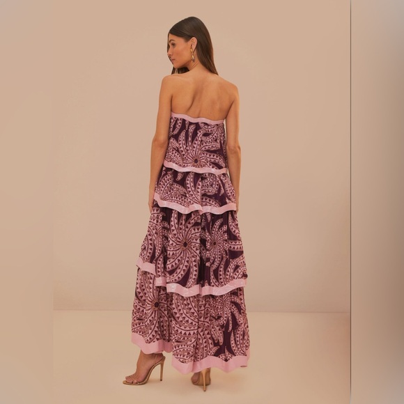 Farm Rio Burgundy Bananada Midi Dress - Picture 9 of 11